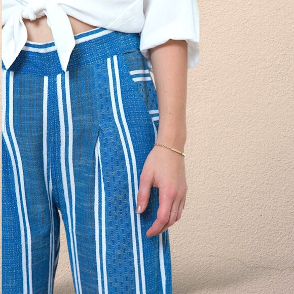 Ace & Jig Atlantic 100% cotton multi weave striped baggy crop pants womens XS - Picture 6 of 11